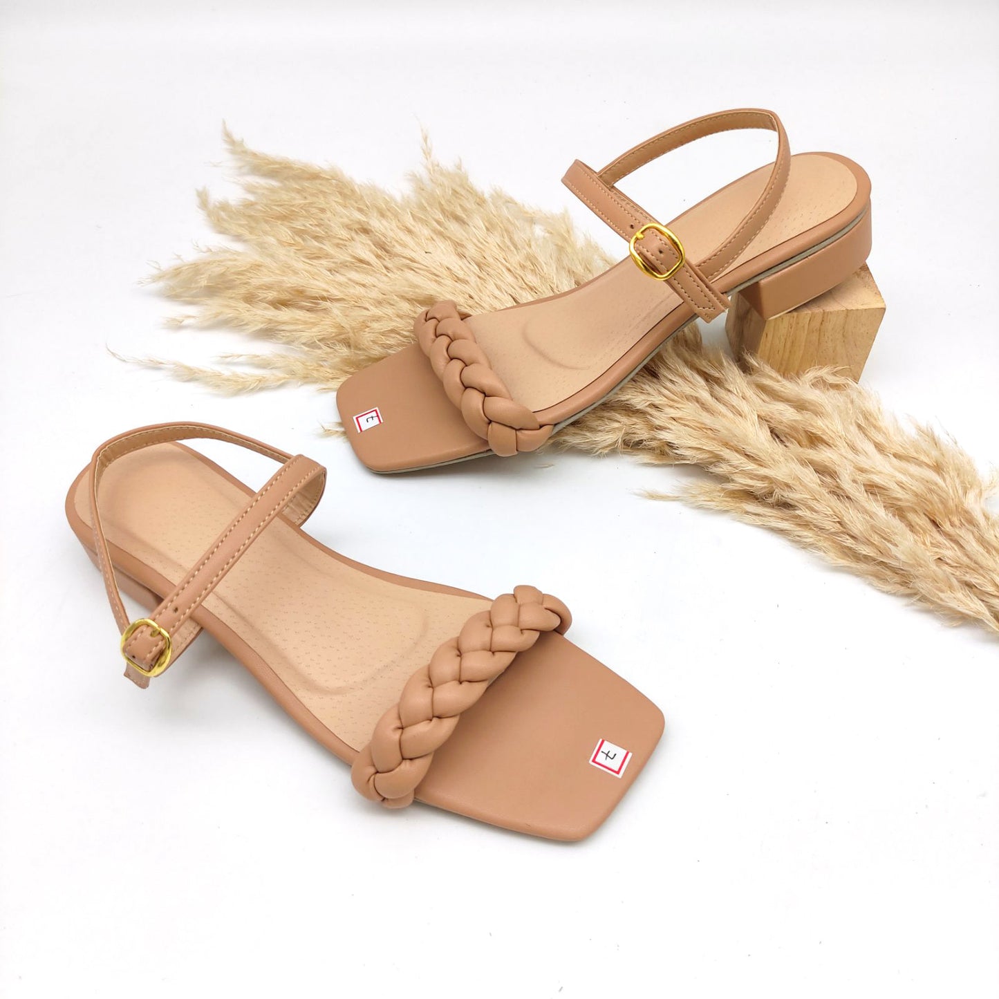 Micole - Zara 705 - 1-Inch Single Braided Padded Strap with Ankle Strap Heels