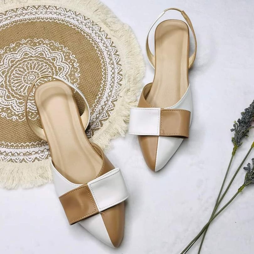 Mgubs - ANNE - Flat Pointed Mule Combination Color with Sling Back