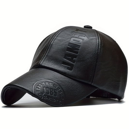 TM Men's British PU Leather Baseball Cap Adjustable Spring/Summer/Autumn/Winter Hat