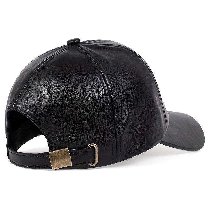 TM Men's British PU Leather Baseball Cap Adjustable Spring/Summer/Autumn/Winter Hat