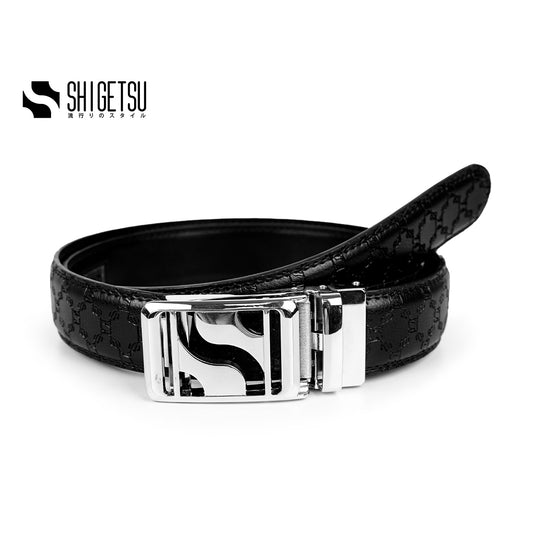 Shigetsu Signature Monogram HIRATSUKA Debossed Belt for Men