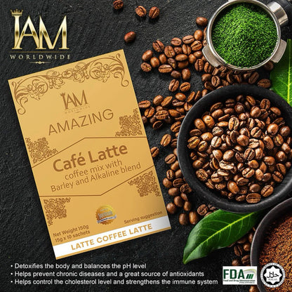 IAM CAFE LATTE Coffee Mix with Barley Stevia and alkaline