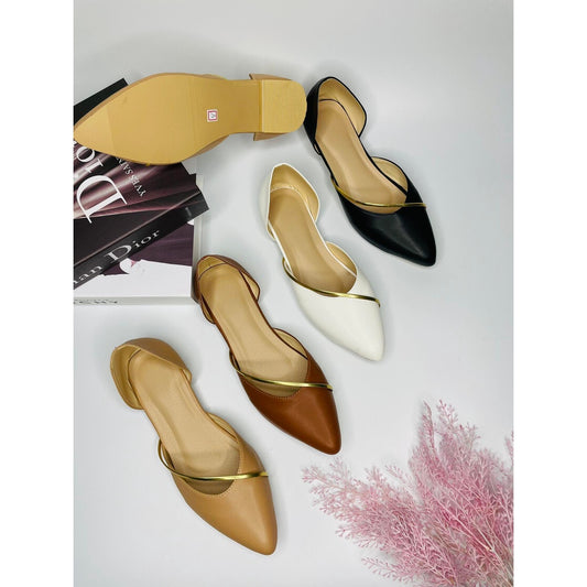 Mgubs - ANA - Pointed Mules with gold slim flat