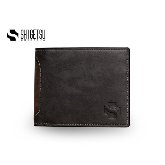 Shigetsu Niiza Leather Folding Wallet with Attached Flip Pocket for Men
