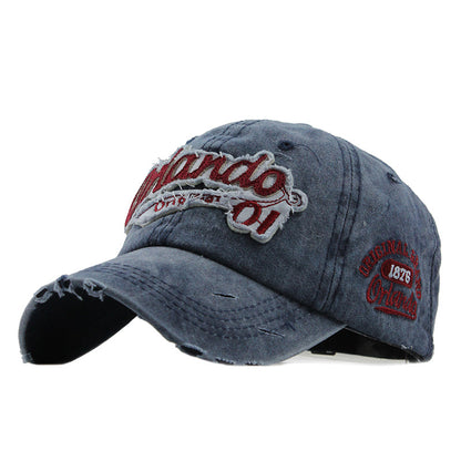 CJ Cotton Washed Letter Hat Cowboy Retro Baseball Cap