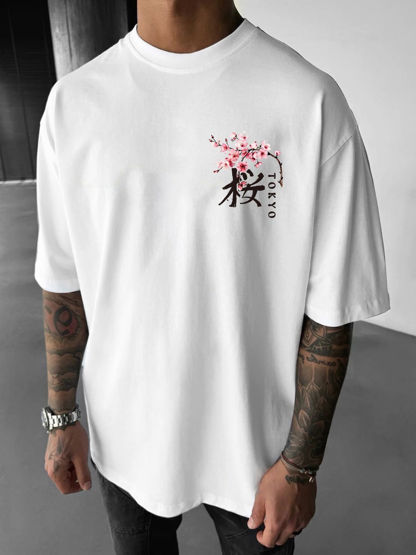 Men'S Japanese Kimono & Cherry Blossom Graphic T-Shirt