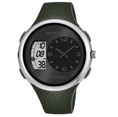 SANDA Dual Display Sports Waterproof Alarm Calendar Watch