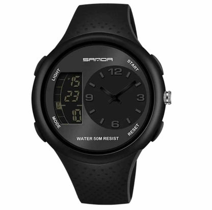 SANDA Dual Display Sports Waterproof Alarm Calendar Watch