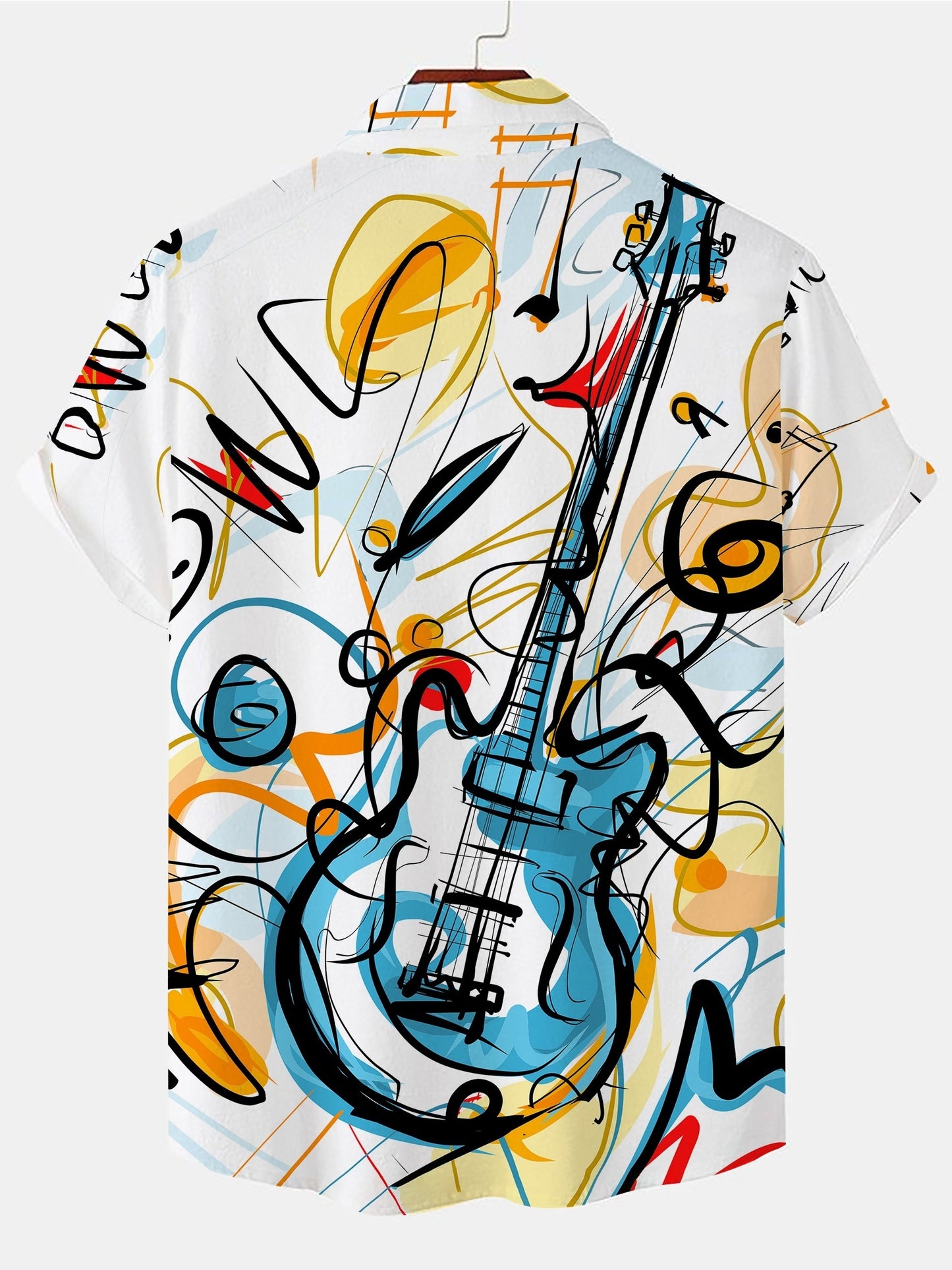 TM Men's Novelty Casual Guitar Graphic 3D Print Short Sleeve Shirt,