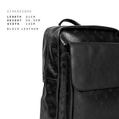 Shigetsu KOKUBU Debossed Monogram Bag Leather Backpack