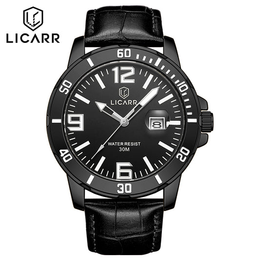 LICARR  Fashion Casual Leather Sport  Men's Watches Luminous Waterproof