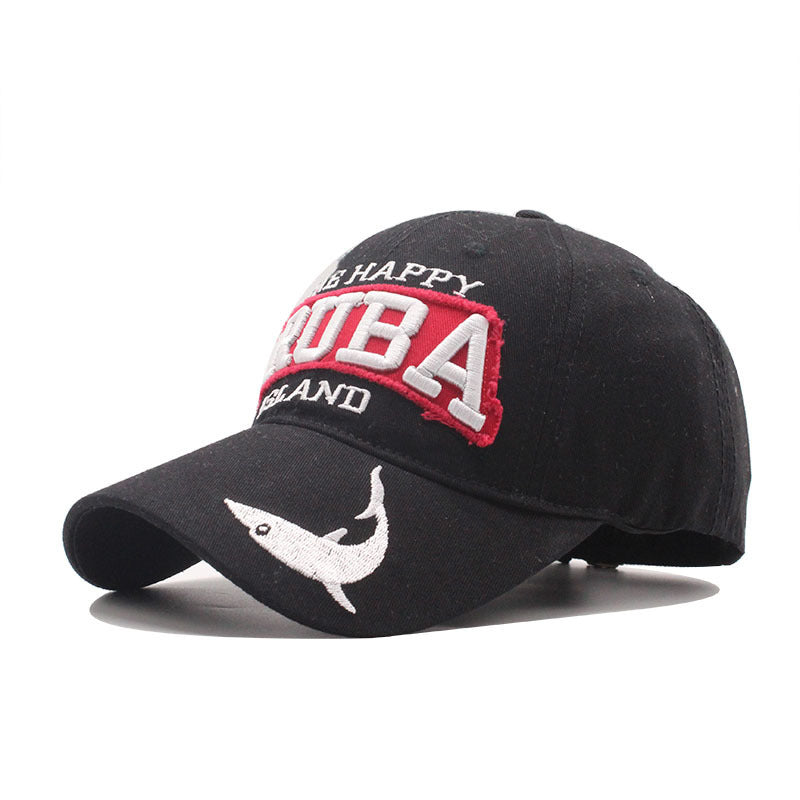 CJ Shark Embroidered Baseball Cap Duck Tongue