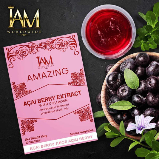 IAM Amazing Acai Berry with Collagen and Bacopa Monierri Powdered Drink Mix