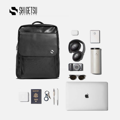 Shigetsu KOKUBU Debossed Monogram Bag Leather Backpack