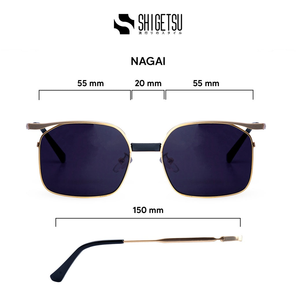 Shigetsu NAGAI Sun Shield Glasses in Metal frame / Black Flash Lens