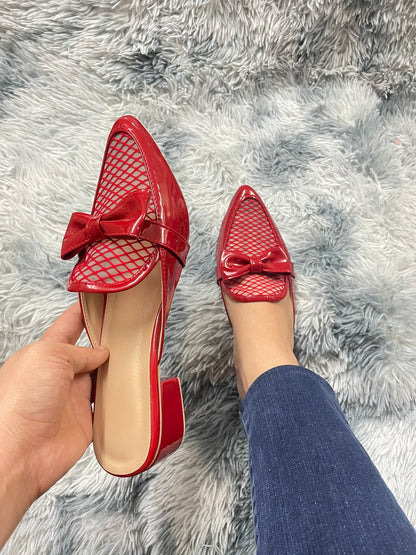 Mgubs - KIARA - Pointed Toe Doll Shoes with 1.5 Inch Heel & Bow Accent