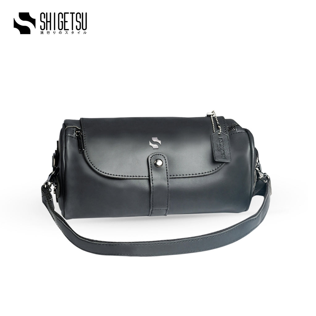 Shigetsu ESASHI Black Bag Leather barrel Sling bag