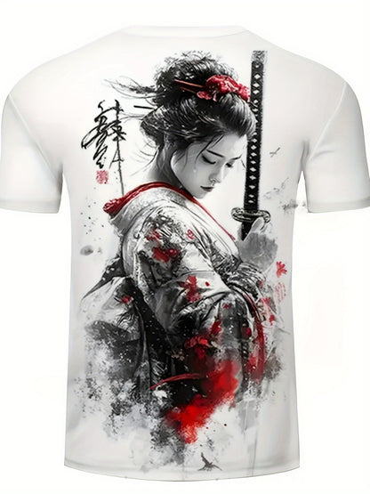 Men'S 3D Samurai Warrior Print T-Shirt Graphic Tee