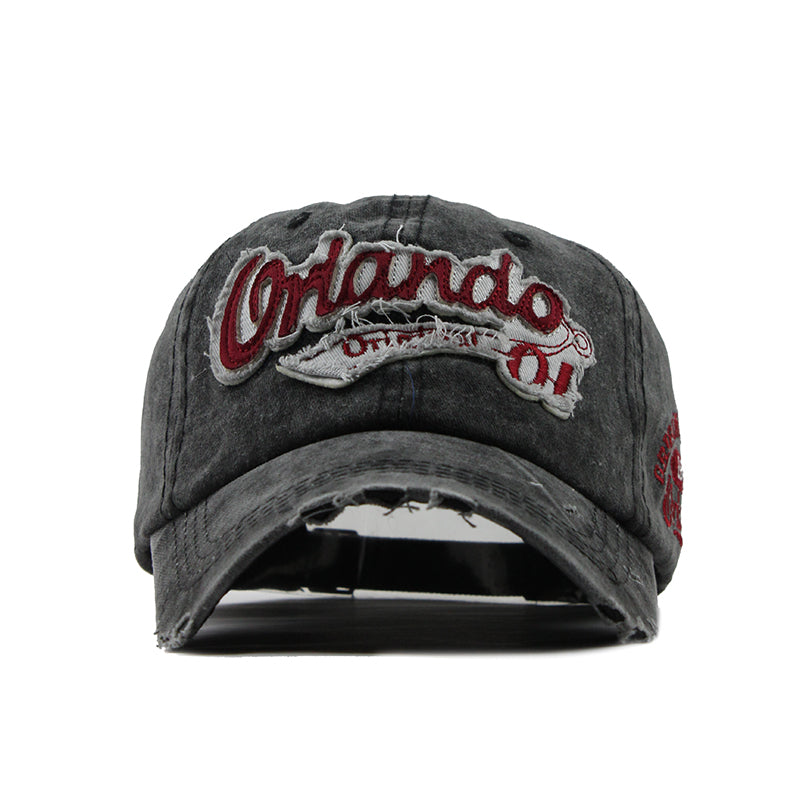 CJ Cotton Washed Letter Hat Cowboy Retro Baseball Cap