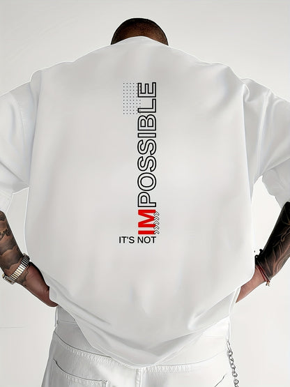 Men'S Motivational "IT'S NOT POSSIBLE - | Beige with Bold Black & Red Typography