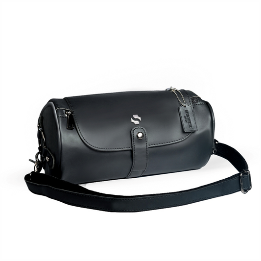 Shigetsu ESASHI Black Bag Leather barrel Sling bag