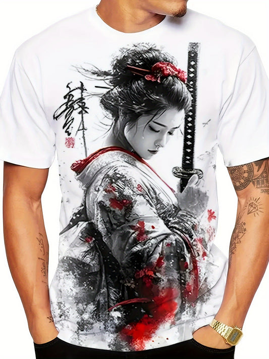 Men'S 3D Samurai Warrior Print T-Shirt Graphic Tee