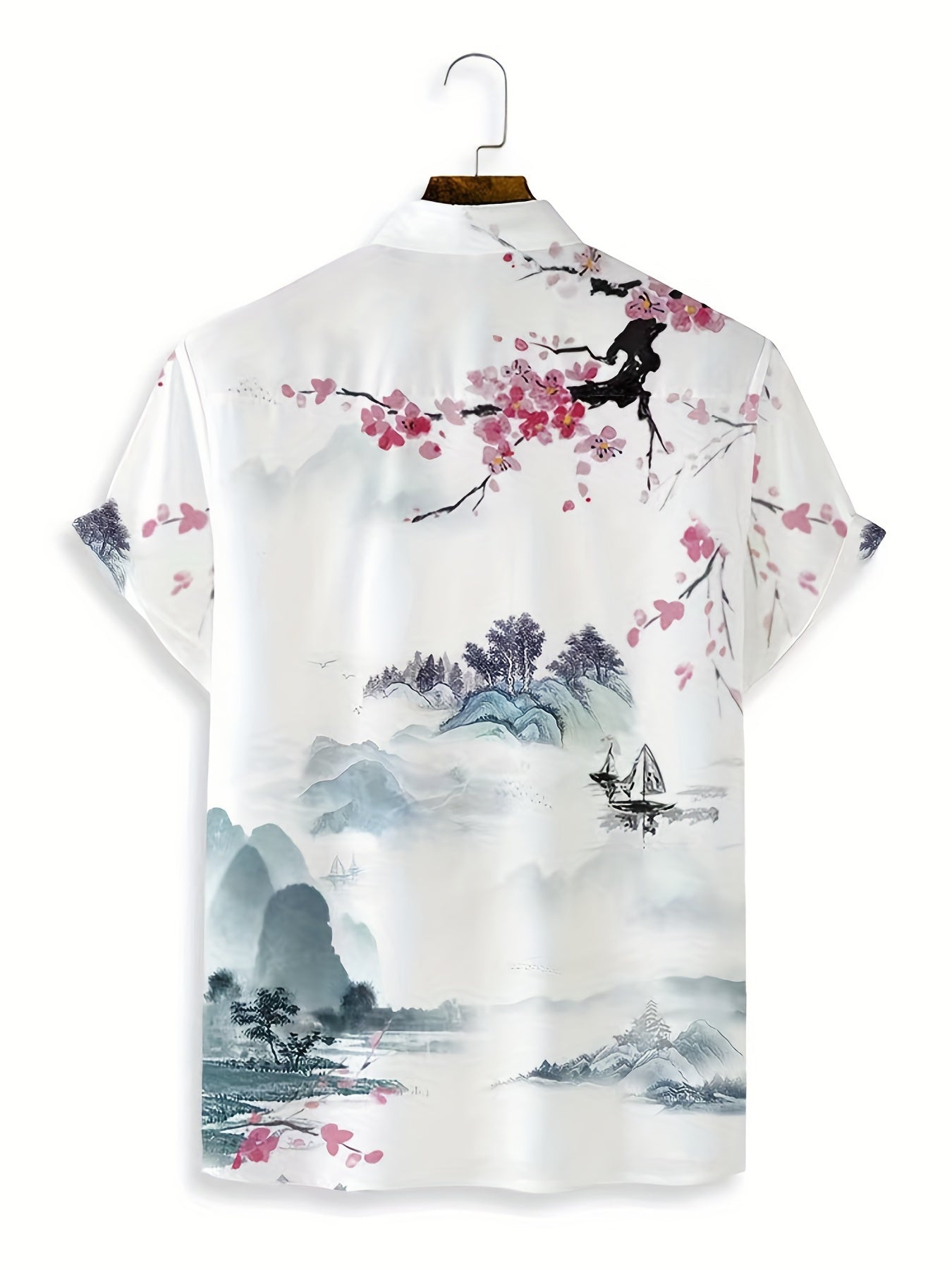 TM Special Landscape Painting Pattern, Lapel Shirt For Summer Holiday