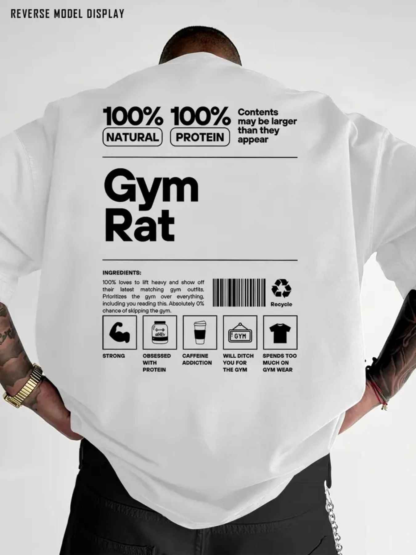 Men'S Gym Rat '' '100% PROTEIN' Contents Heavier Than They Appear T-Shirt