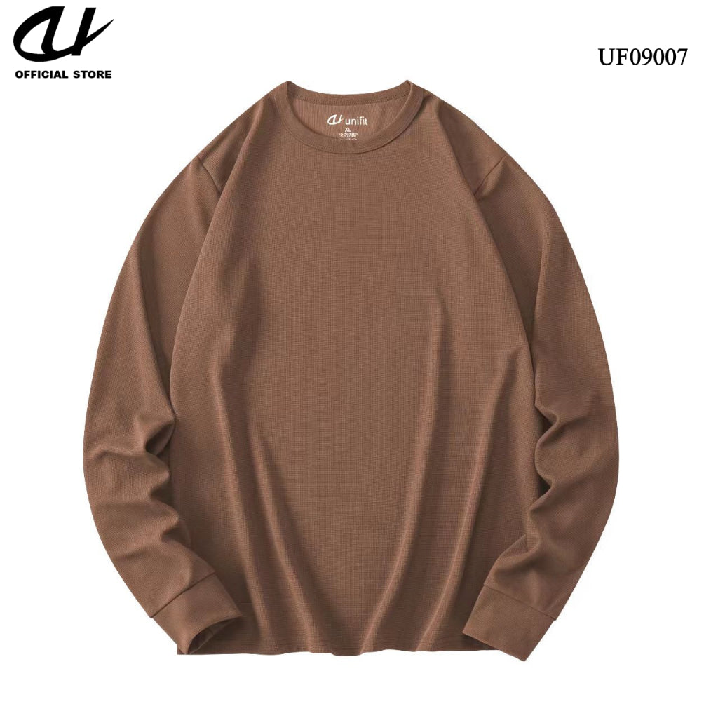 UNIFIT Men's Waffle Plain Long Sleeve Pullover T-shirt