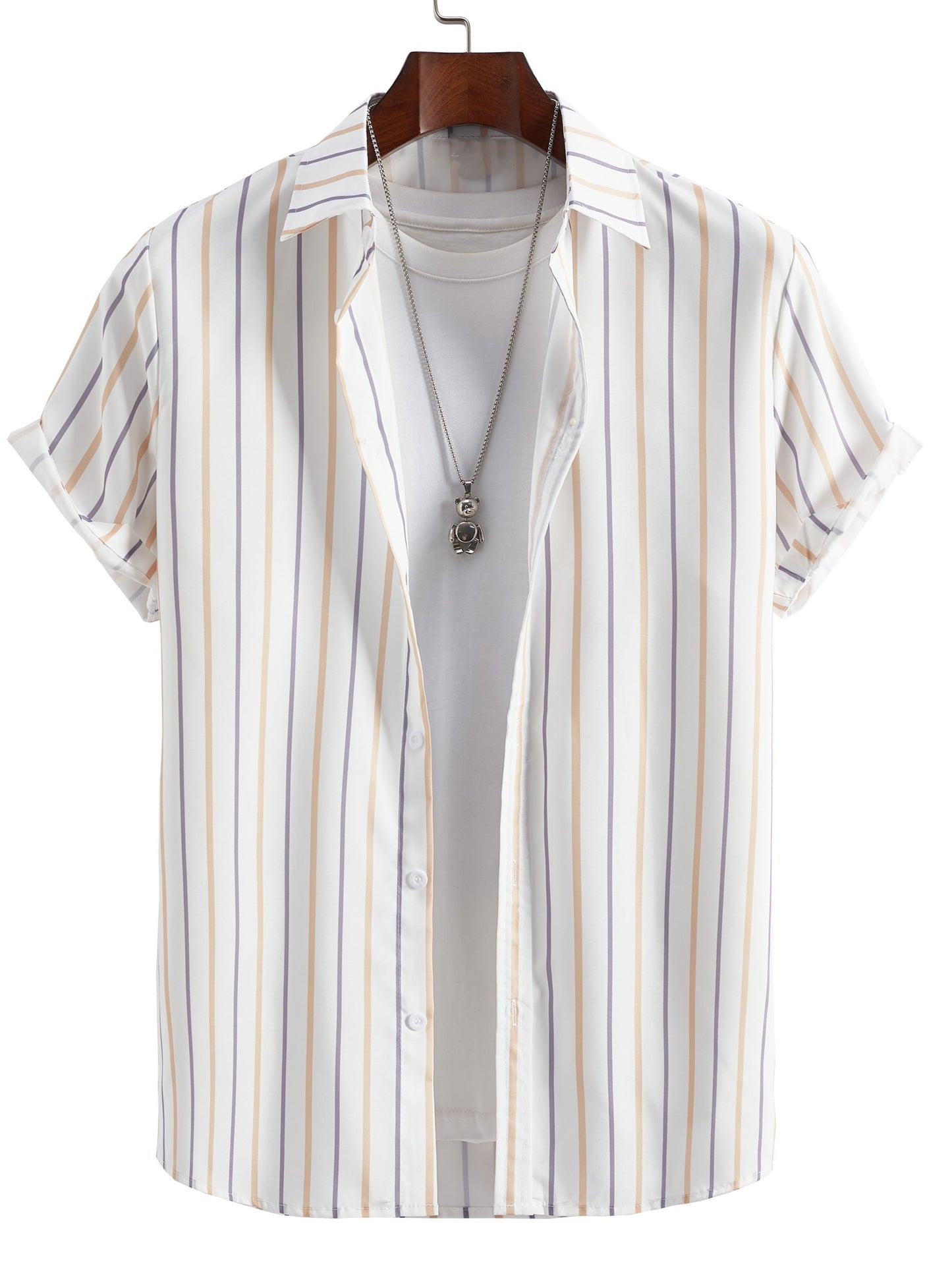 TM Men's Stripes Graphic Print Shirt For Summer