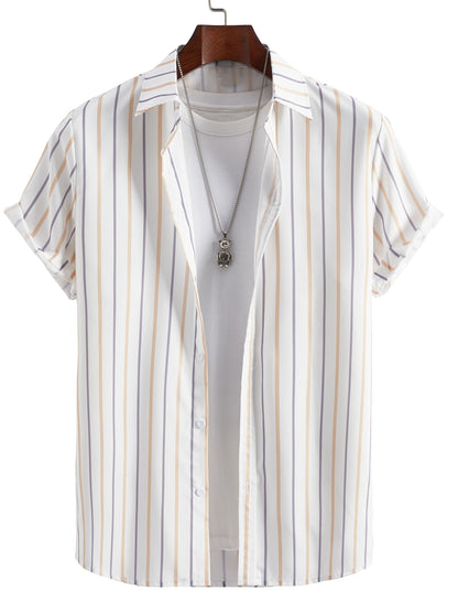 TM Men's Stripes Graphic Print Shirt For Summer