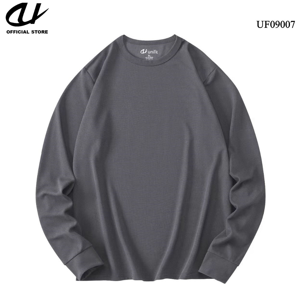 UNIFIT Men's Waffle Plain Long Sleeve Pullover T-shirt