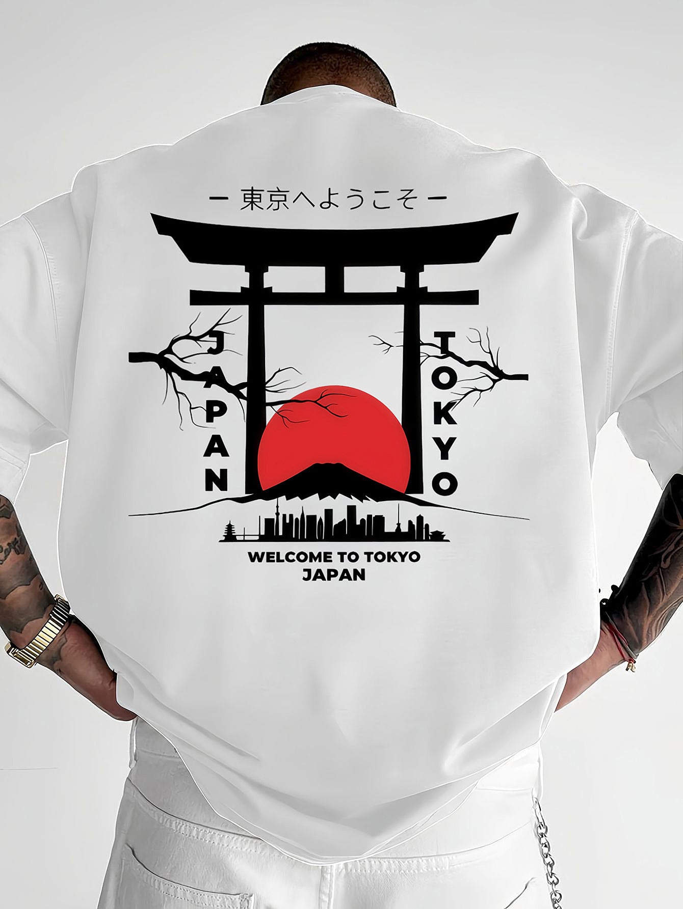 Men's Japanese Tokyo Skyline Graphic T-Shirt