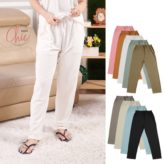 INSPI Chic Plain Ribbed Pants for Women