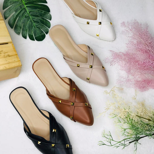 Mgubs - LEE - (PREMIUM FLATS MULES) POINTED TOE WITH GOLD SPIKES